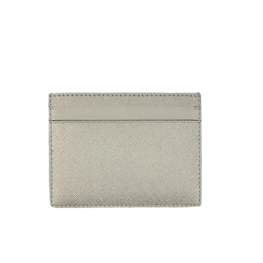 Kate Spade Metallic Silver Card Holder Slim Wallet Saffiano Leather Designer